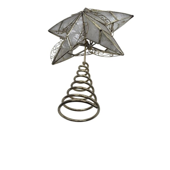 Vintage Capiz Shell Star Christmas Tree Topper Fast Shipping - Picture 9 of 16